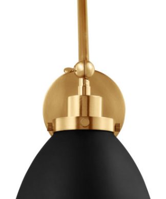 Wellfleet One Light Wall Sconce, Midnight Black and Burnished Brass