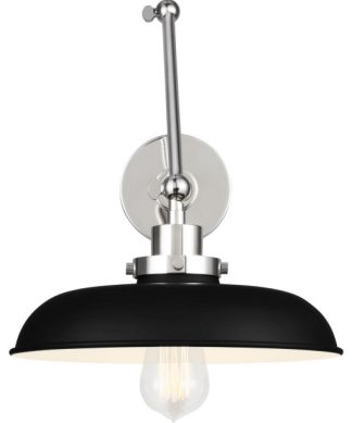 Wellfleet One Light Wall Sconce, Midnight Black and Polished Nickel