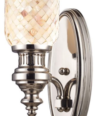 1-Light Polished Nickel Cappa Shell Shade Wall Light
