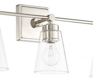 3-Light Bath Vanity 10" 3-Light Bath Polished Nickel Clear Glass