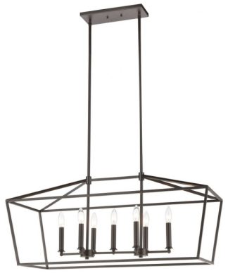 7 Light Chandelier in Transitional Style - 16 Inches tall and 36 inches wide