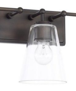 3-Light Vanity, Old Bronze, Clear Glass