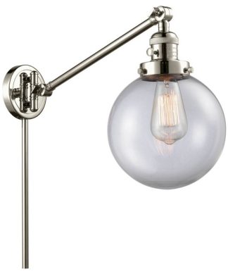 1-Light 8" Swing Arm Polished Nickel - Bulb Included