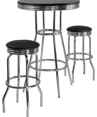 Winsome Summit 3 Piece Round Pub Set in Black/Metal Finish