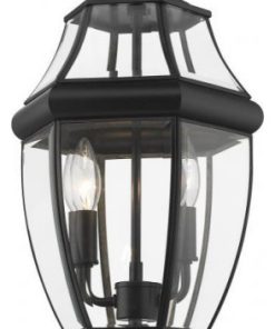 Westover Outdoor Pier Mounted Fixture, 2-Light, Black, Beveled Shade, 20.25"H