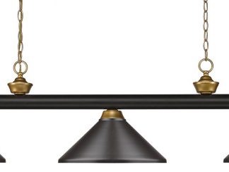 Z-Lite 200-3BRZ+SG-MBRZ Three Light Billiard Light Riviera Bronze / Satin Gold
