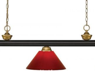 Riviera Billiard, 3-Light, Bronze & Satin Gold, Red Shade, 16"H