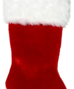 20" Red and White Plush Traditional Christmas Stocking with Cuff