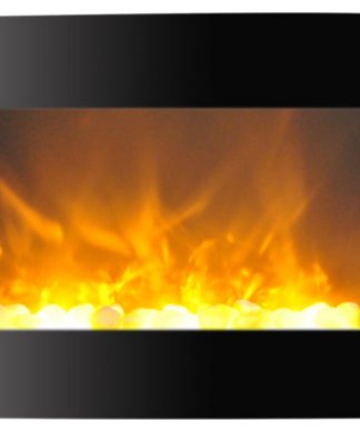 35" Wall Mount Electric Fireplace With Crystal Display, Timer, and Remote, Black