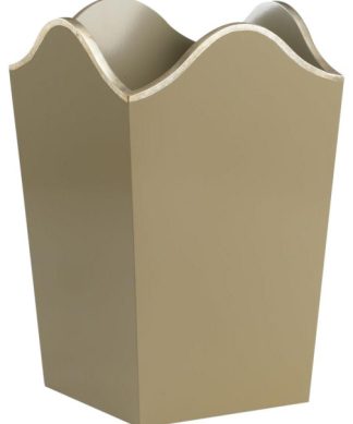 Waste Bin Basket Silver Leaf Taupe Beige Wood Hiroshi Hand