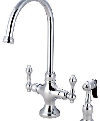 Vintage Double Handle Kitchen Faucet with Brass Side Sprayer