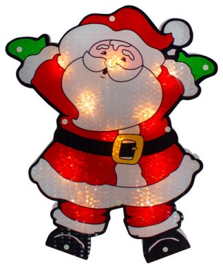 16.25" Lighted Holographic Santa Claus Christmas Window Silhouette