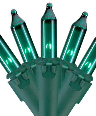 100 Teal Green Mini Christmas Lights, 35' Green Wire
