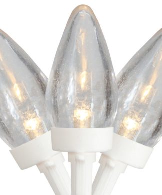 25 Count Warm White LED C7 Christmas Lights 16' White Wire