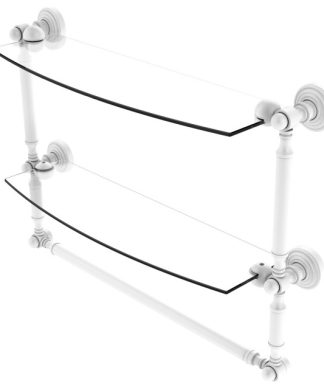 Waverly Place 18" 2-Tier Glass Shelf and Towel Bar, Matte White