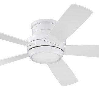 52" White Ceiling Fan with Blades and LED Light - Craftmade Tempo TMPH52W5