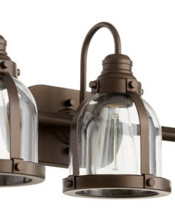 3-Light Banded Dome Vanity Fixture, Oiled Bronze