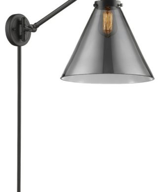 X-Large Cone 1-Light Swing Arm, Oil Rubbed Bronze, Plated Smoke