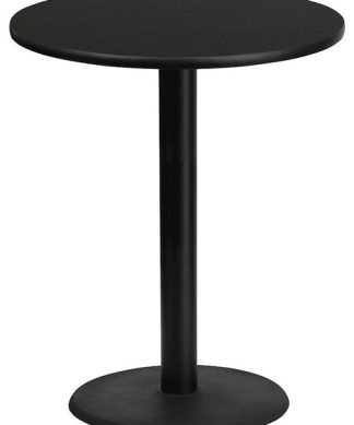 36'' Round Black Laminate Table Top with 24'' Round Bar Height Table Base