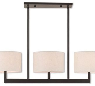 World of Crystal Taipei Island Lighting 11" Steel 3-Light, Bronze