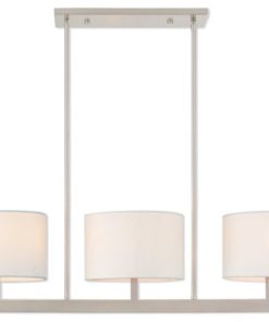 World of Crystal Taipei Island Lighting 11" Steel 3-Light, Brushed Nickel