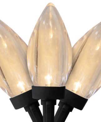 25 Count Warm White LED C9 Christmas Lights 16' Black Wire