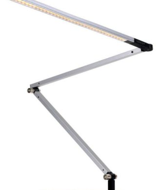 Z-Bar Slim Desk Lamp, Wall Mount, Warm Light, LED, Silver, 14.5"H