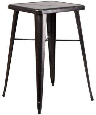 23.75" Square Black-Antique Gold Metal Indoor-Outdoor Bar Height Table
