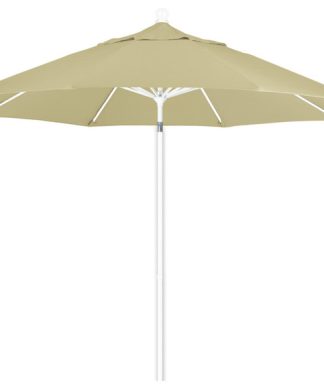 9 Foot Pacifica Fabric Aluminum Pulley Lift Patio Market Umbrella, White Pole