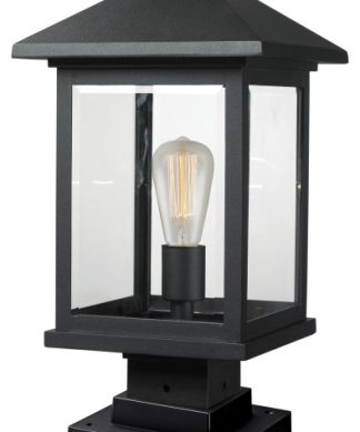 Z-Lite 1 Light Outdoor Pier Mount Light, Black, 531PHBS-SQPM-BK