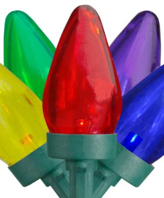 50 Multi-Color LED C7 Mini Christmas Lights 20.25' Green Wire