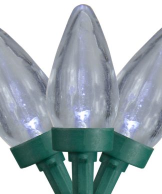 50 Pure White LED C7 Mini Christmas Lights 20.25' Green Wire