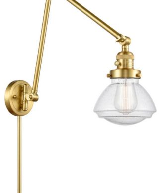 1-Light 8.75" Swing Arm Satin Gold - Bulb Included