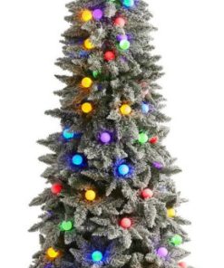 5' Flocked Grand Northern Rocky Fir Christmas Tree / 650 Warm Micro LED Lights