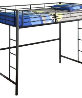 Walker Edison Twin Metal Loft Bed, Black