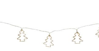 4' LED Lighted B/O Gold Wire Mini Tree Christmas Garland, Warm White Lights