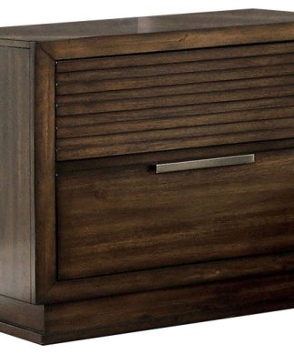 2 Drawer Rustic Style Wooden Nightstand With Finger Pull Handle, Brown