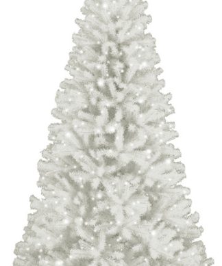 7-1/2' North Valley White Spruce Tree With Glitter and 600 Clear Lights