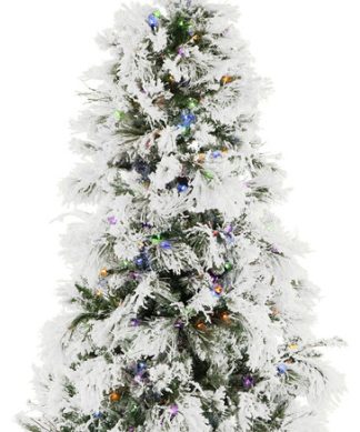 6.5' Frosted Fir Snowy Artificial Christmas Tree With Multi LED Lights and Sound