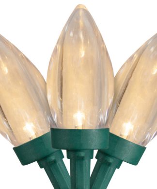 50 Count Warm White LED C9 Christmas Lights 20.25' Green Wire