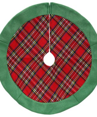 24" Green and Red Tartan Christmas Tree Skirt
