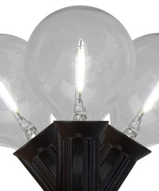 10ct Pure White LED G50 Globe Christmas Light Set 10ft Black Wire