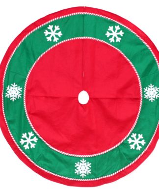 48" Red and Green Snowflakes Christmas Tree Skirt
