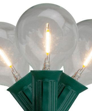 10ct Warm White LED G50 Globe Christmas Light Set 10ft Green Wire