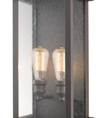 2-Light Outdoor Wall Sconce, Clear Seedy, Deep Bronze