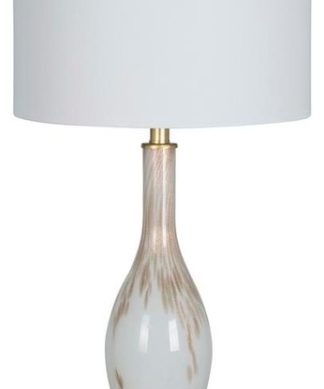 White & Gold USB Glass Table Lamp Set of 2
