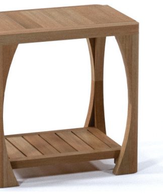 18" Outdoor Teak Patio Athena Shower Spa Bench with Bottom Shelf