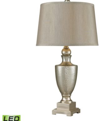 29" Antique Mercury Glass 2-pack LED Table Lamps, Silver