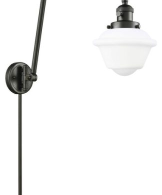 1-Light LED Swing Arm Light, Oil Rubbed Bronze, Glass: Matte White Cased