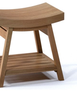 18" Outdoor Teak Patio Roma Shower Spa Bench with Bottom Shelf
